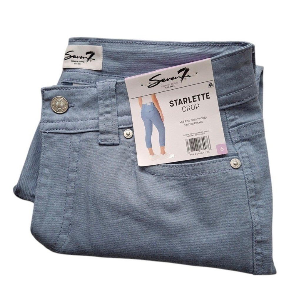 Seven7 Jeans 6 Blue Starlette Crop Faded Denim Mid Rise Skinny Crafted Pockets